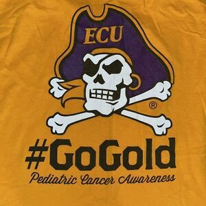 Pediatric Cancer Big Man ECU East carolina Pirates Ultimate T shirt #GoGold 4XL